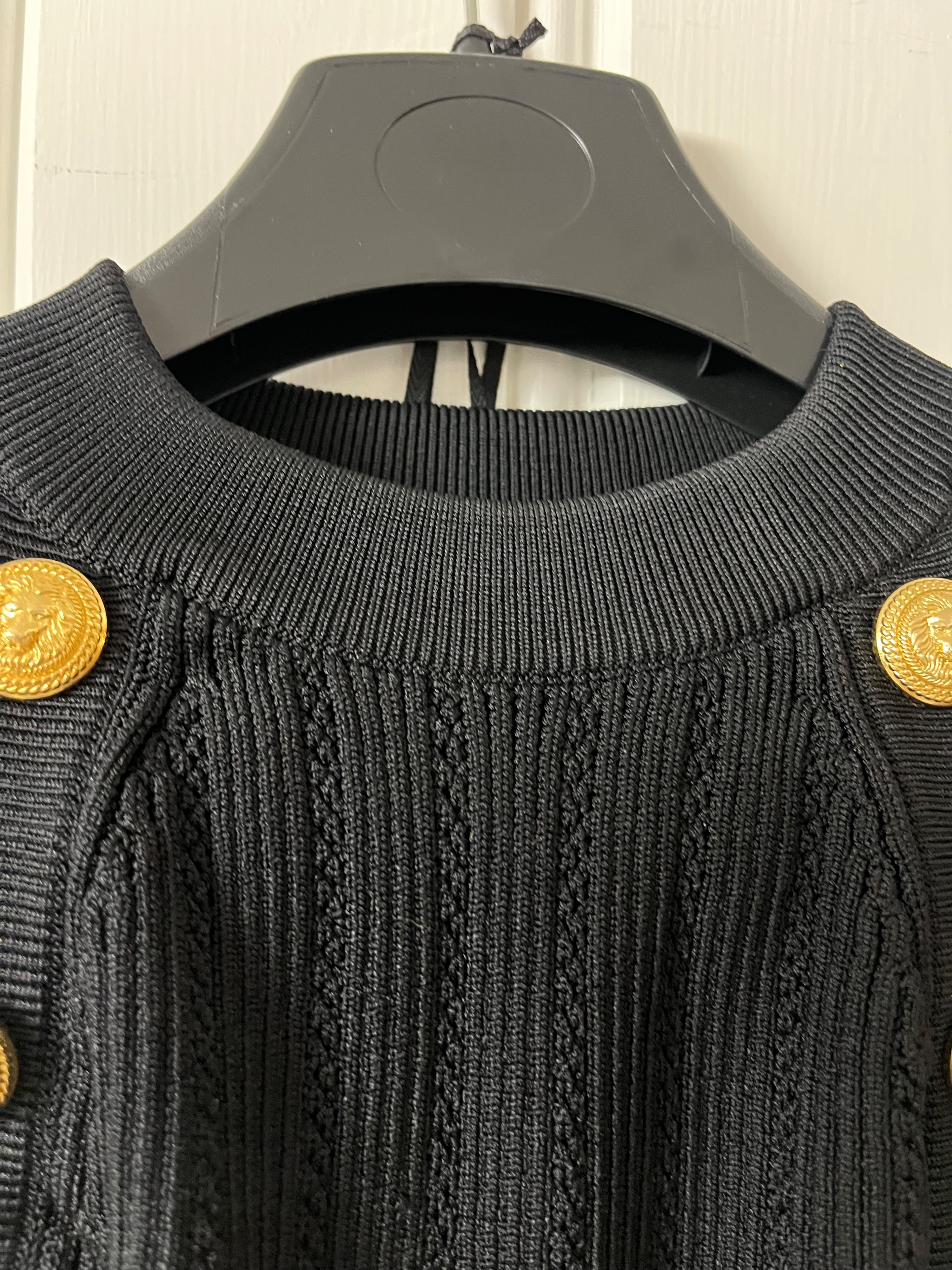 Balmain Black Knitted Crop Top Size S wool