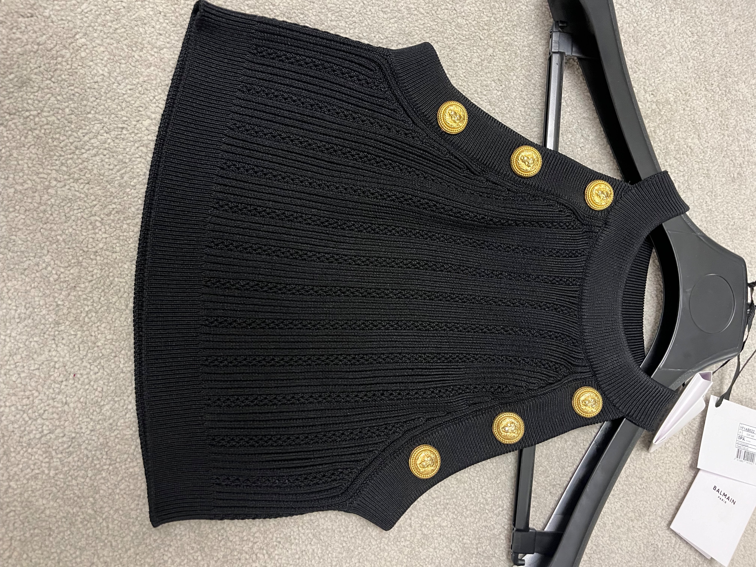 Balmain Black Knitted Crop Top Size S wool