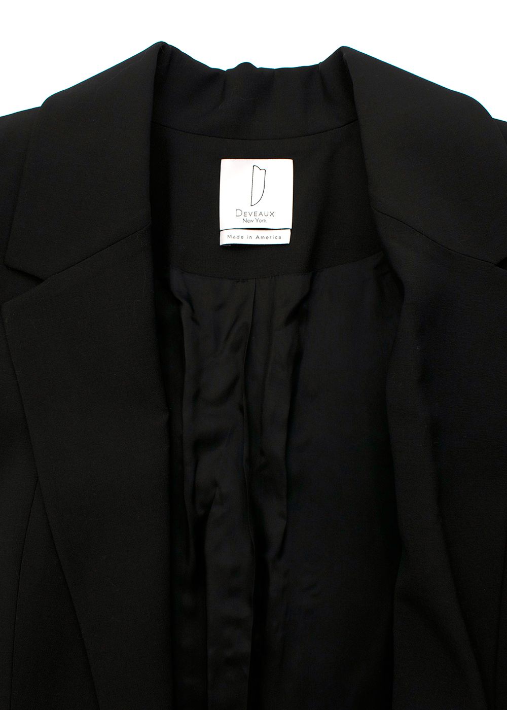 Preowned Deveaux Black Longline Single-Breasted Blazer / Jacket Size XS cotton