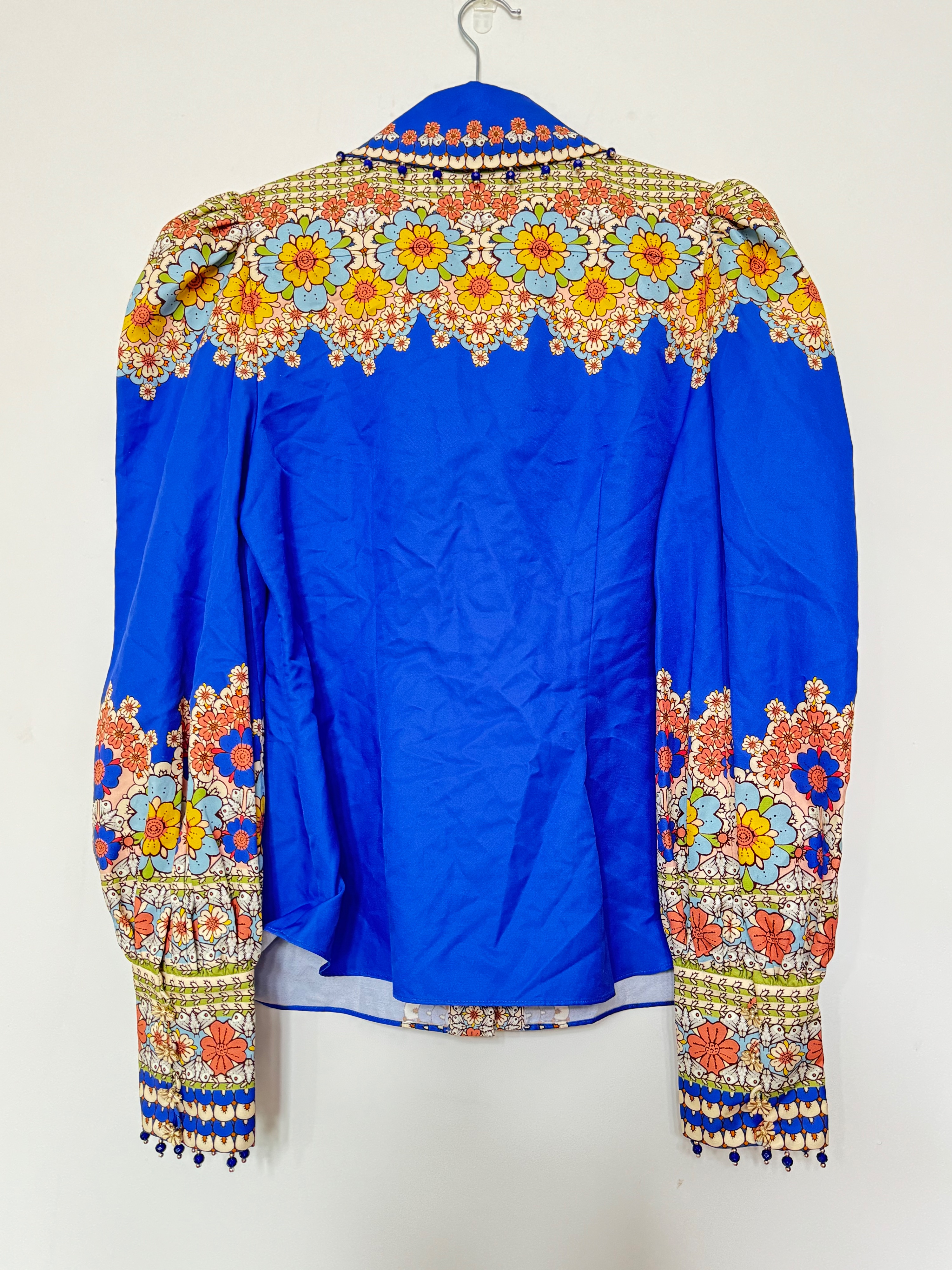 Zimmermann Blue Embellished Shirt Size L Multi cotton