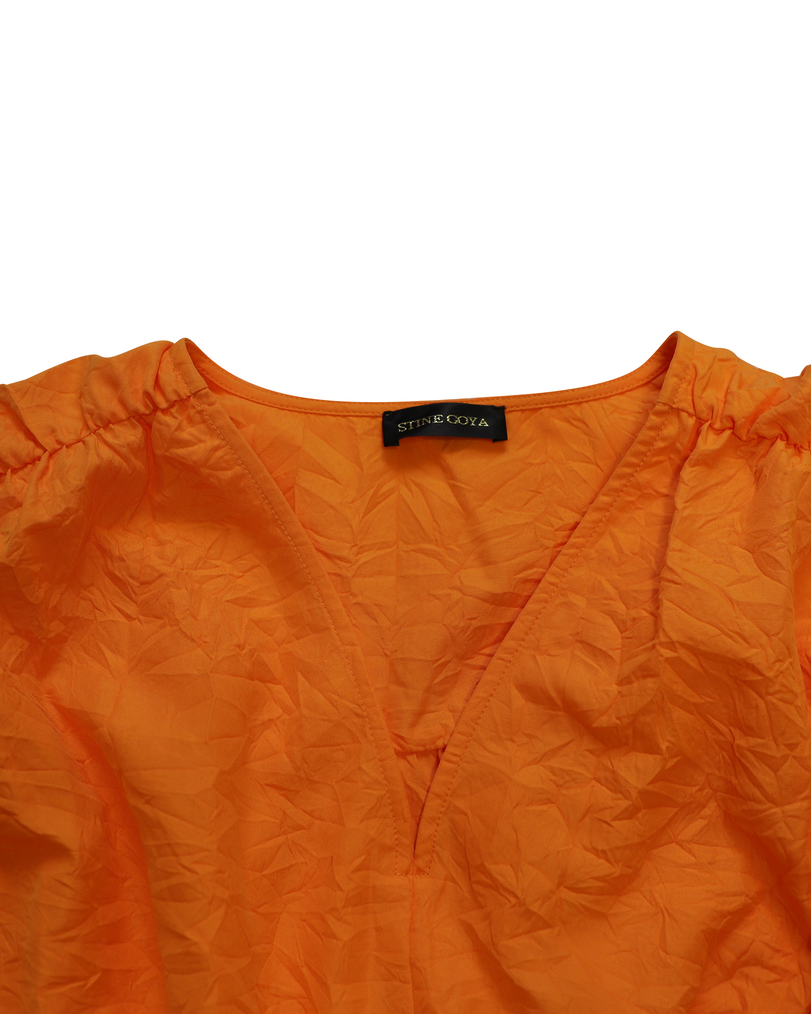 Preowned Stine Goya Aya Orange V-neck Tie Back Blouse Size M polyester