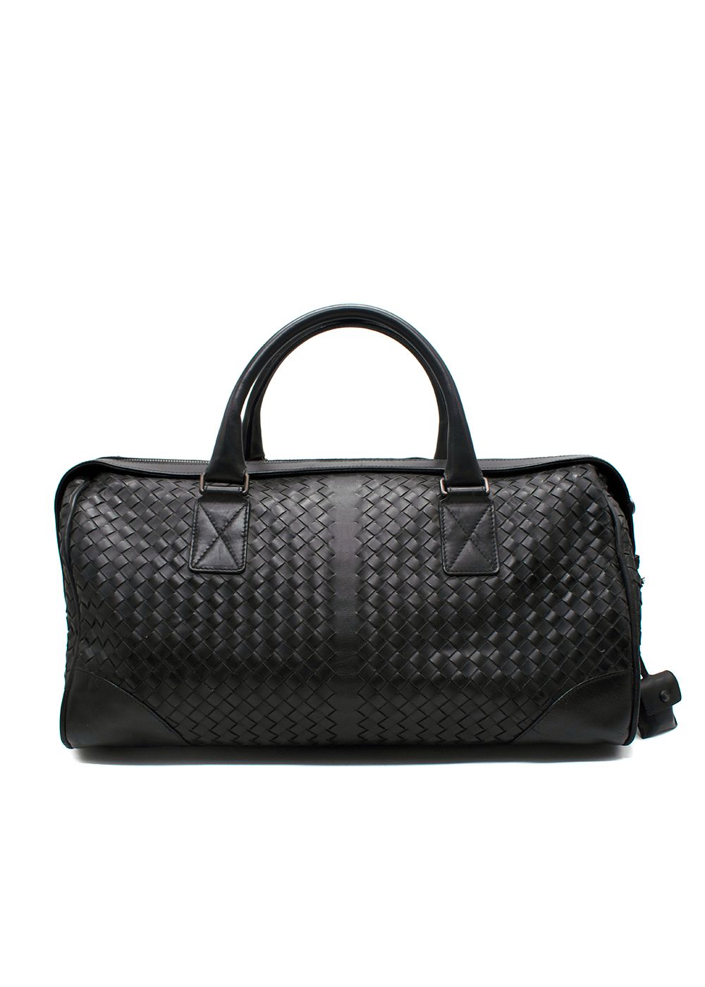 Preowned Bottega Veneta Black Intrecciato Leather Duffle Bag