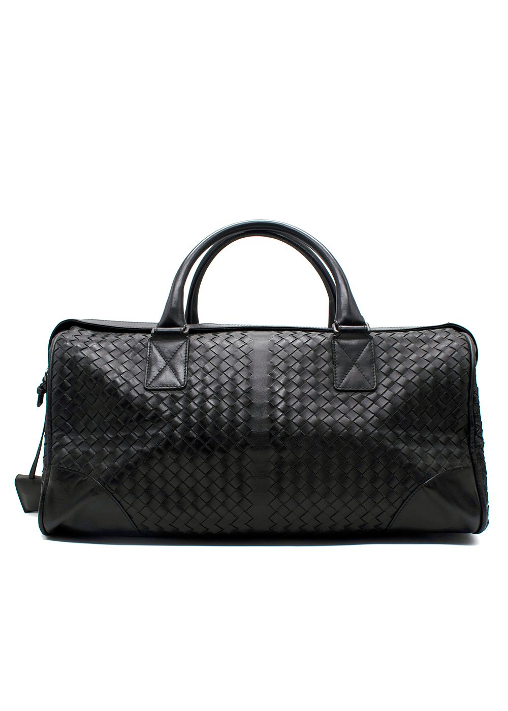 Preowned Bottega Veneta Black Intrecciato Leather Duffle Bag