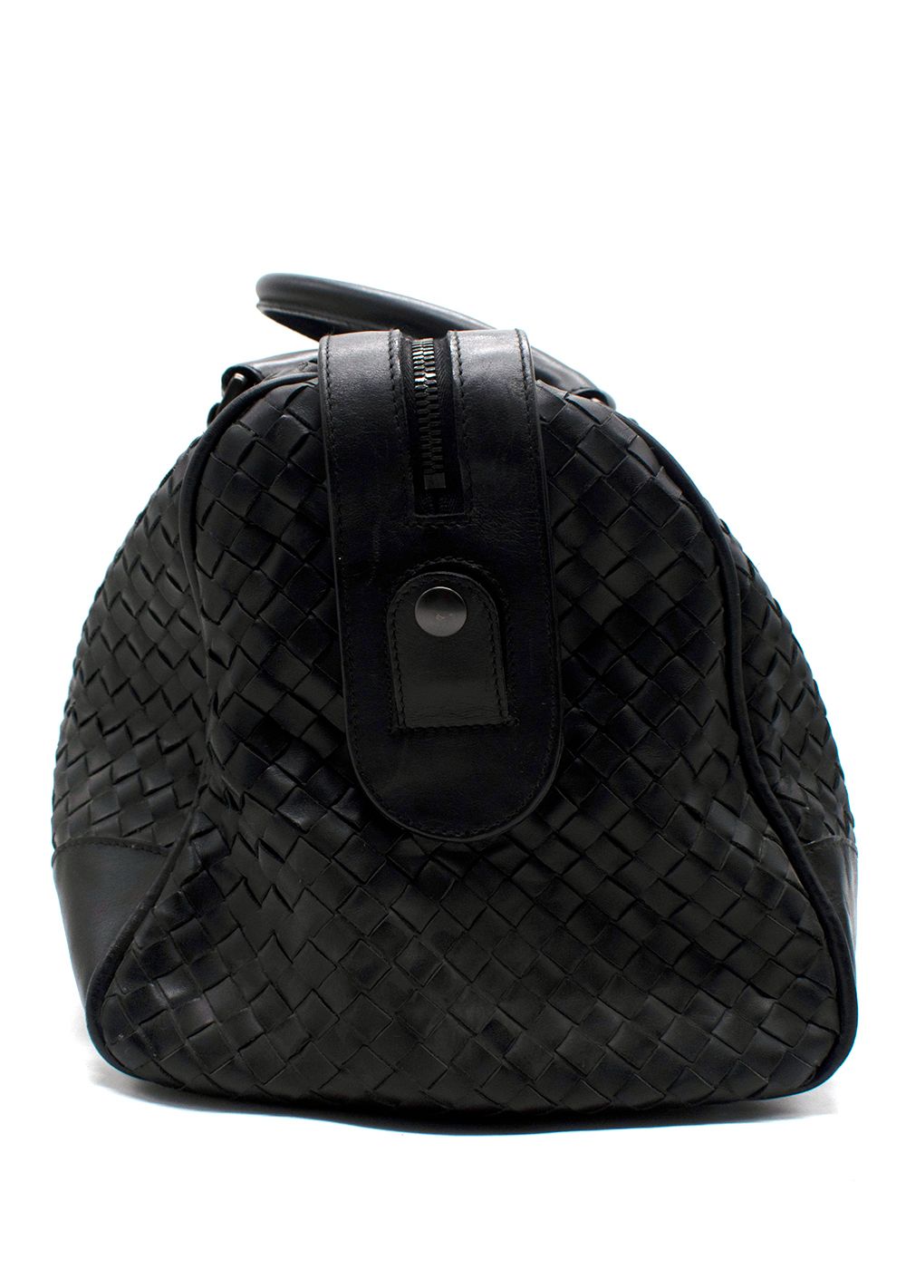 Preowned Bottega Veneta Black Intrecciato Leather Duffle Bag