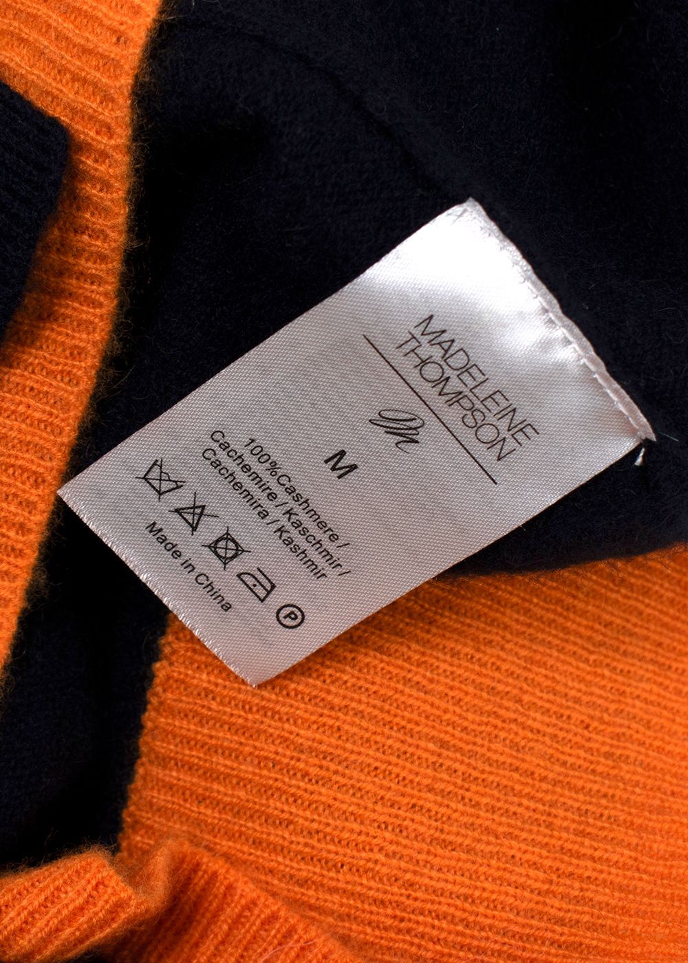 Madeleine Thompson Navy  Orange Cashmere Joshua Jumper Size S