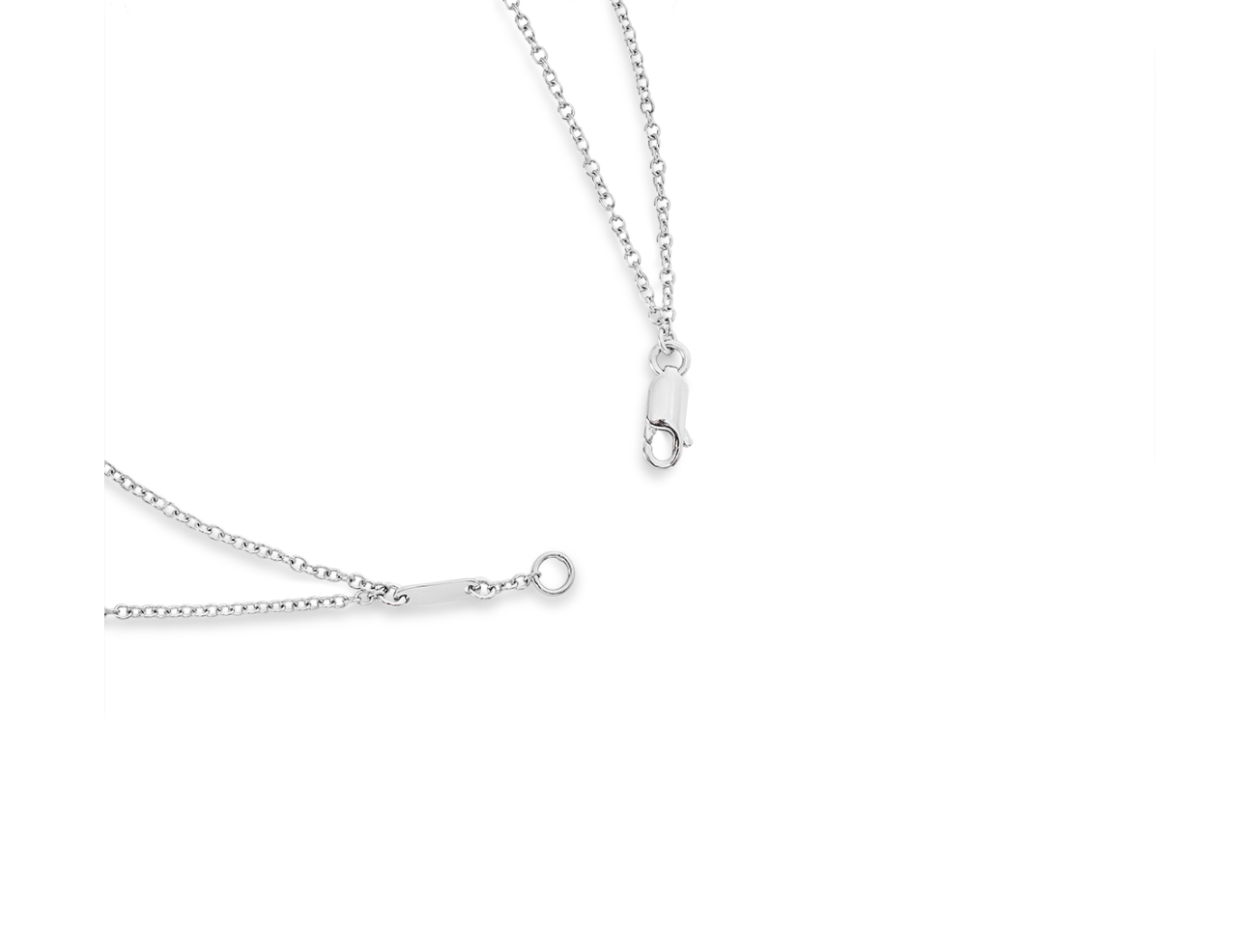 18kt White Gold Double Chain Diamond Pendant Necklace Silver k white gold