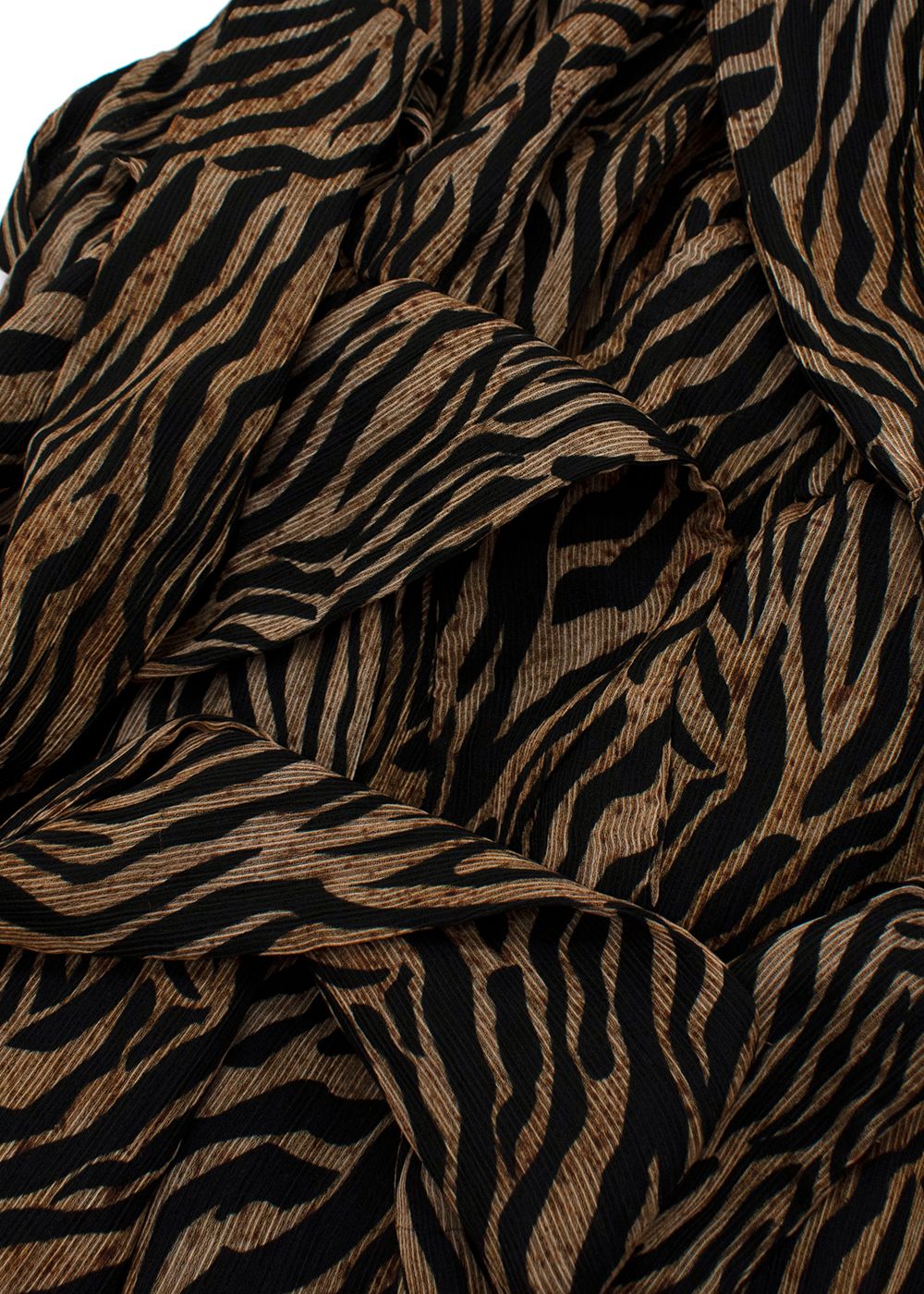 Preowned Nanushka Tiger Print Belted Dress Size XXS Brown/Black polyester