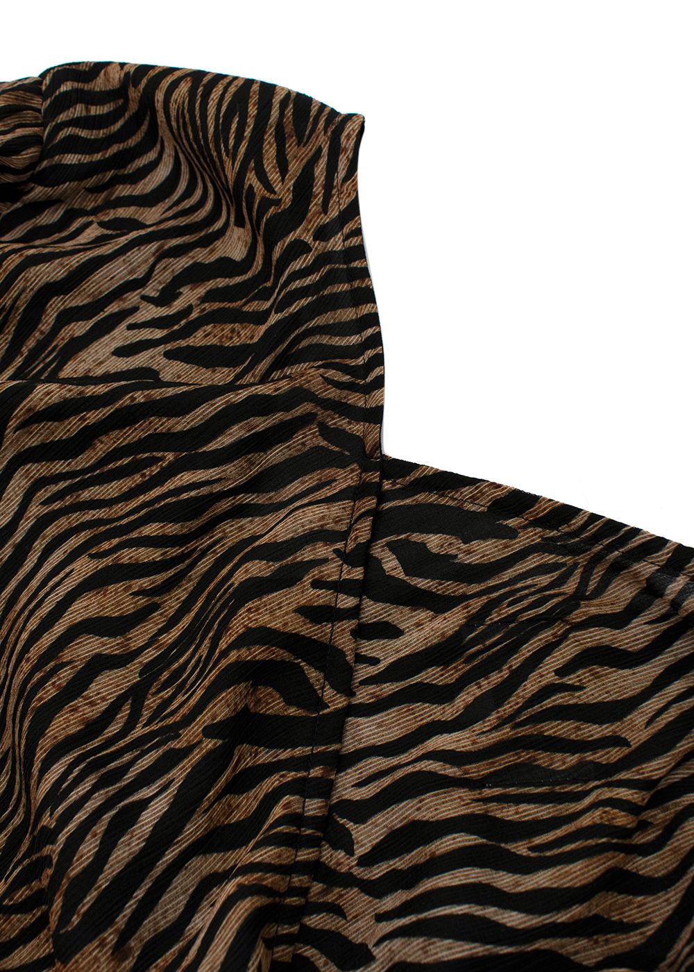 Preowned Nanushka Tiger Print Belted Dress Size XXS Brown/Black polyester