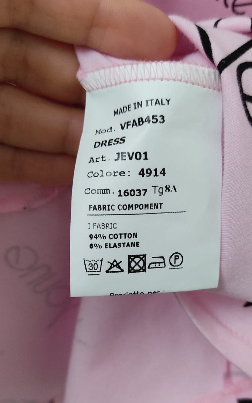 Boys Young Versace Kids 8Y Logo Print Pink Swing Dress Size 8 Years cotton