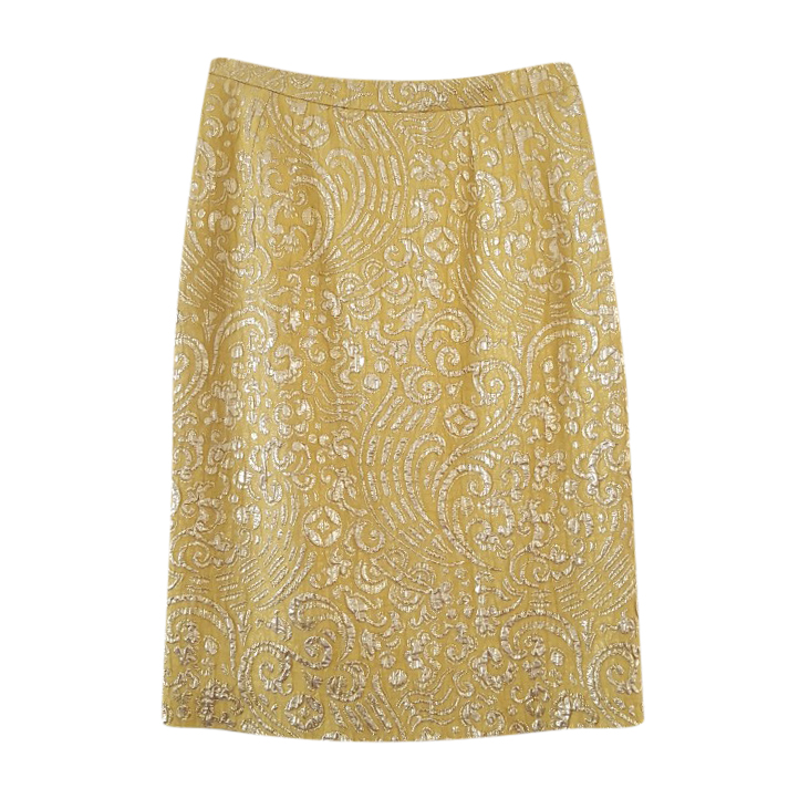 Preowned Dolce  Gabbana Yellow Brocade Skirt Size XS polyester