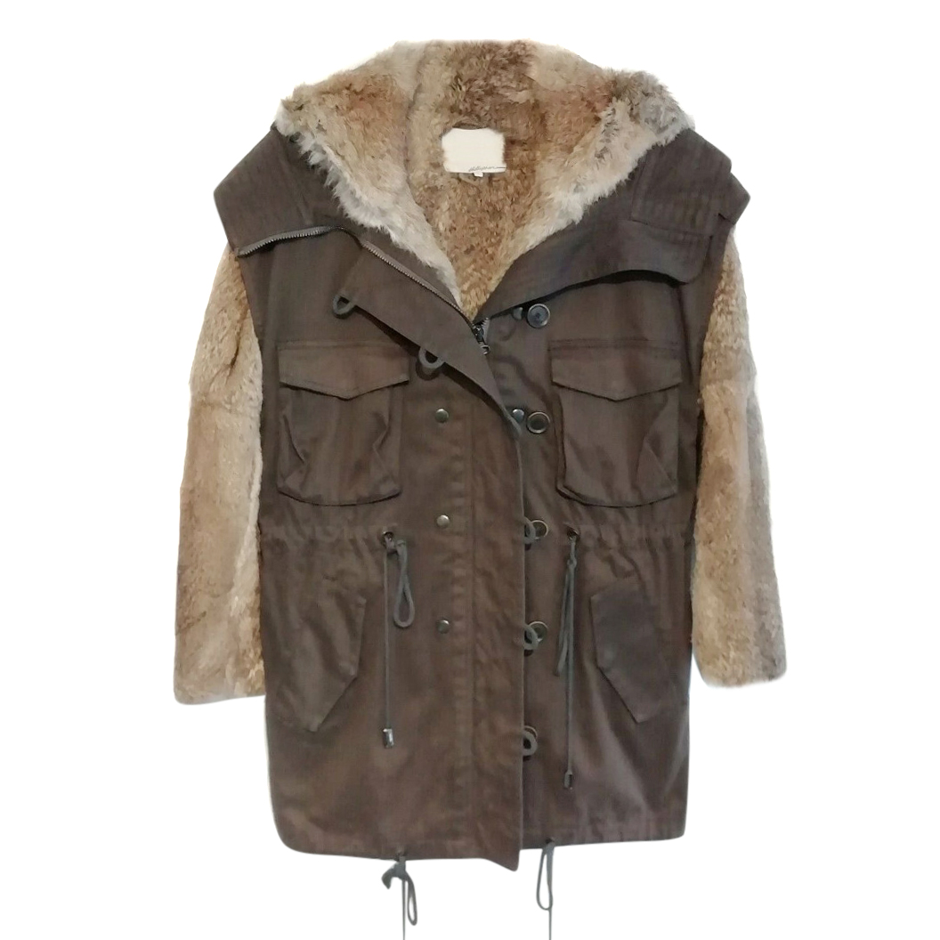 31 Phillip Lim Brown Parka With Rabbit Fur Size S