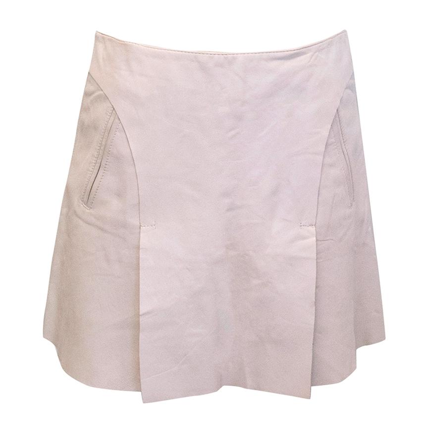 Preowned Emporio Armani nude skirt Size XXS Cream leather