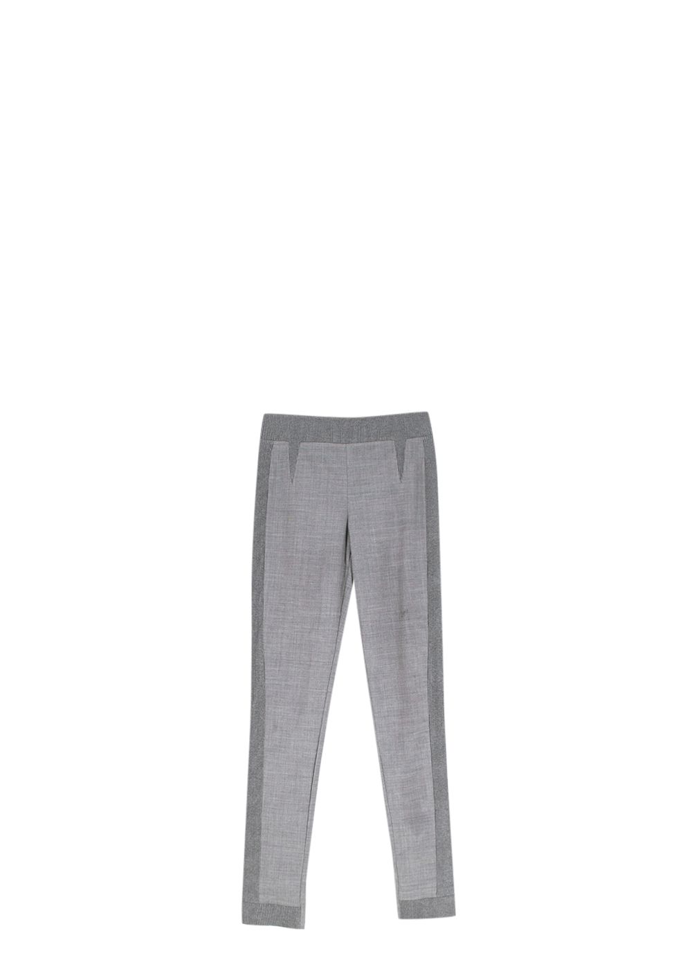 Preowned Paco Rabanne Grey Stretch Knit Slim Fit Trousers Size XXS wool