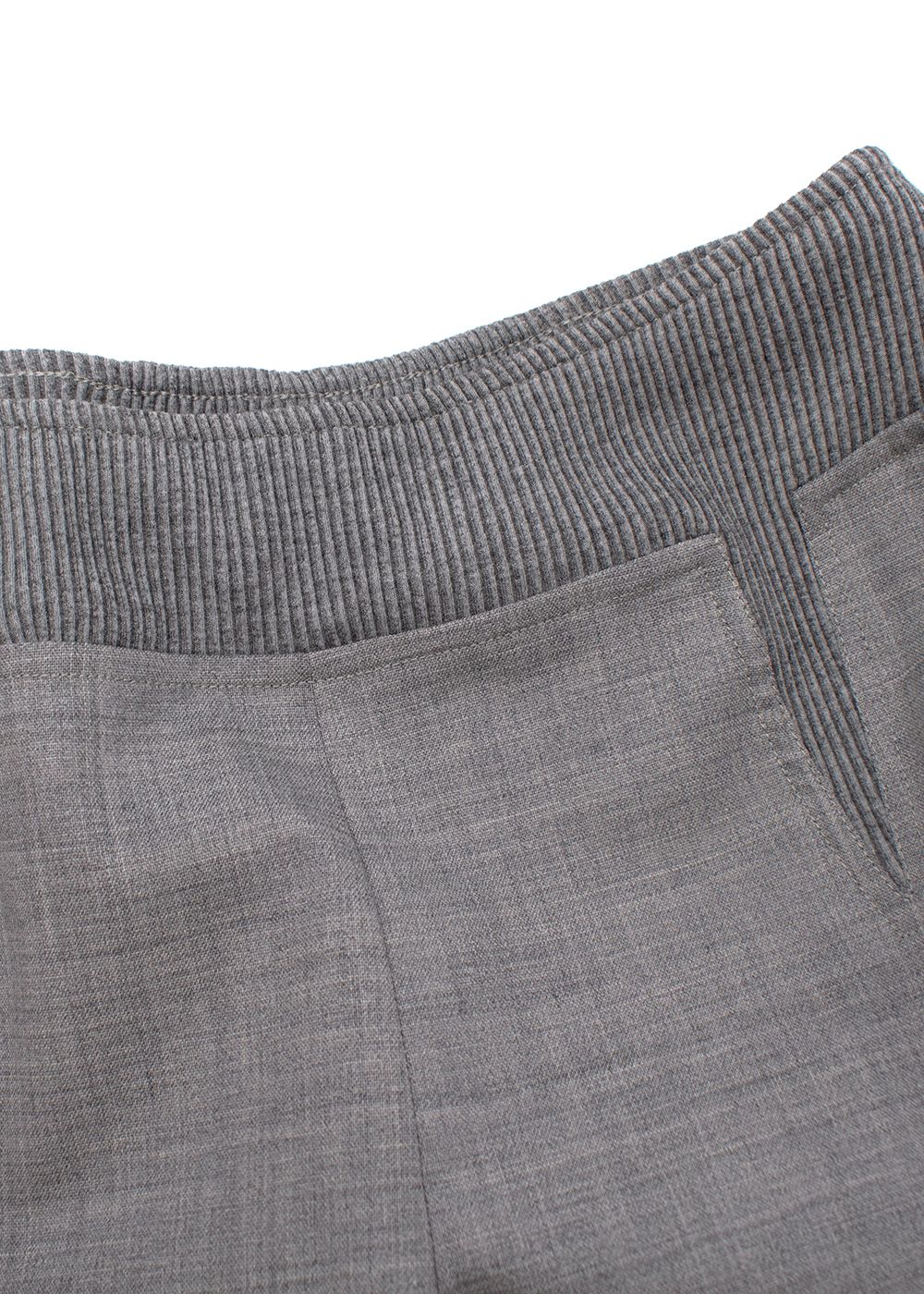 Preowned Paco Rabanne Grey Stretch Knit Slim Fit Trousers Size XXS wool