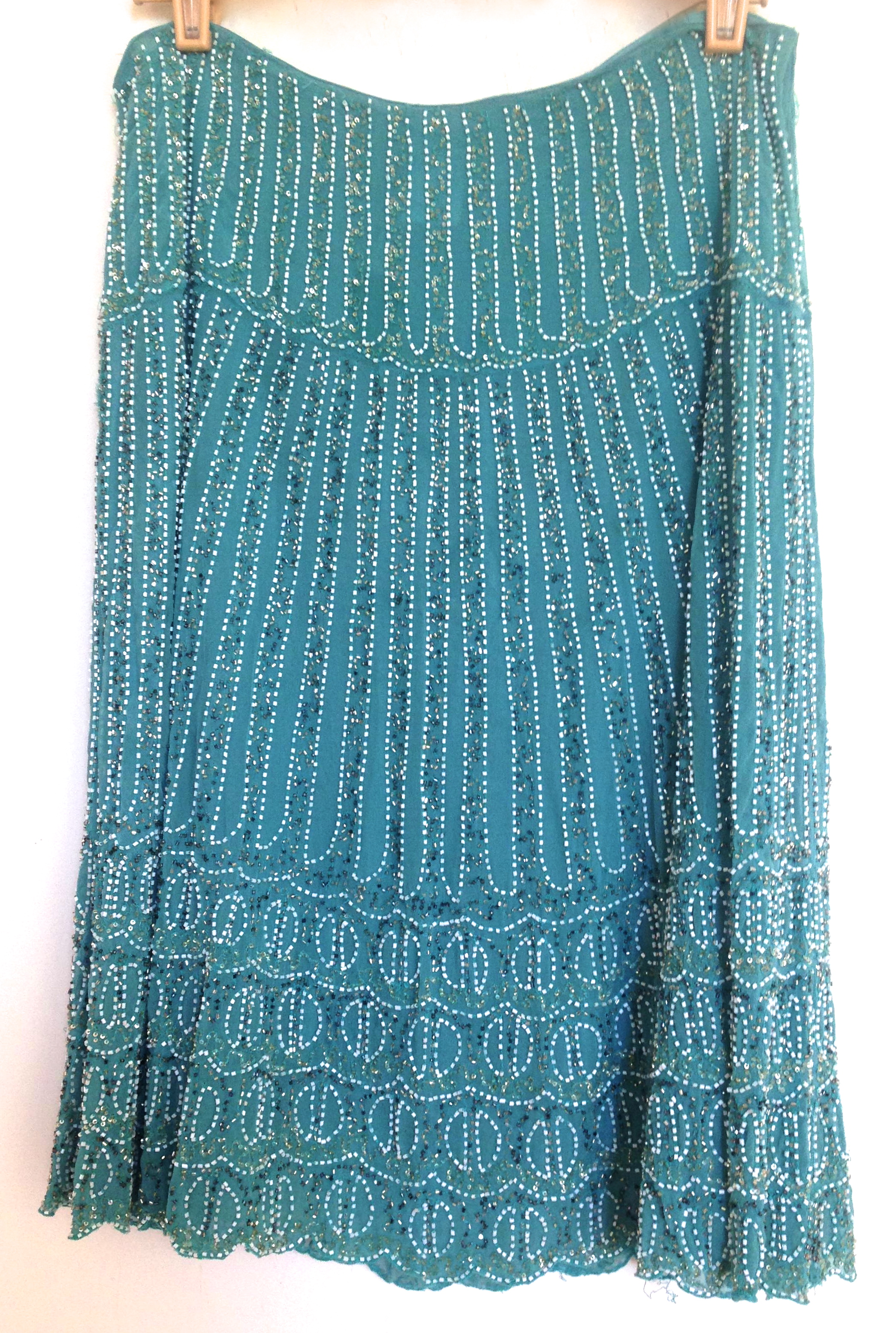 Preowned BLUMARINE beaded skirt Size M Blue silk