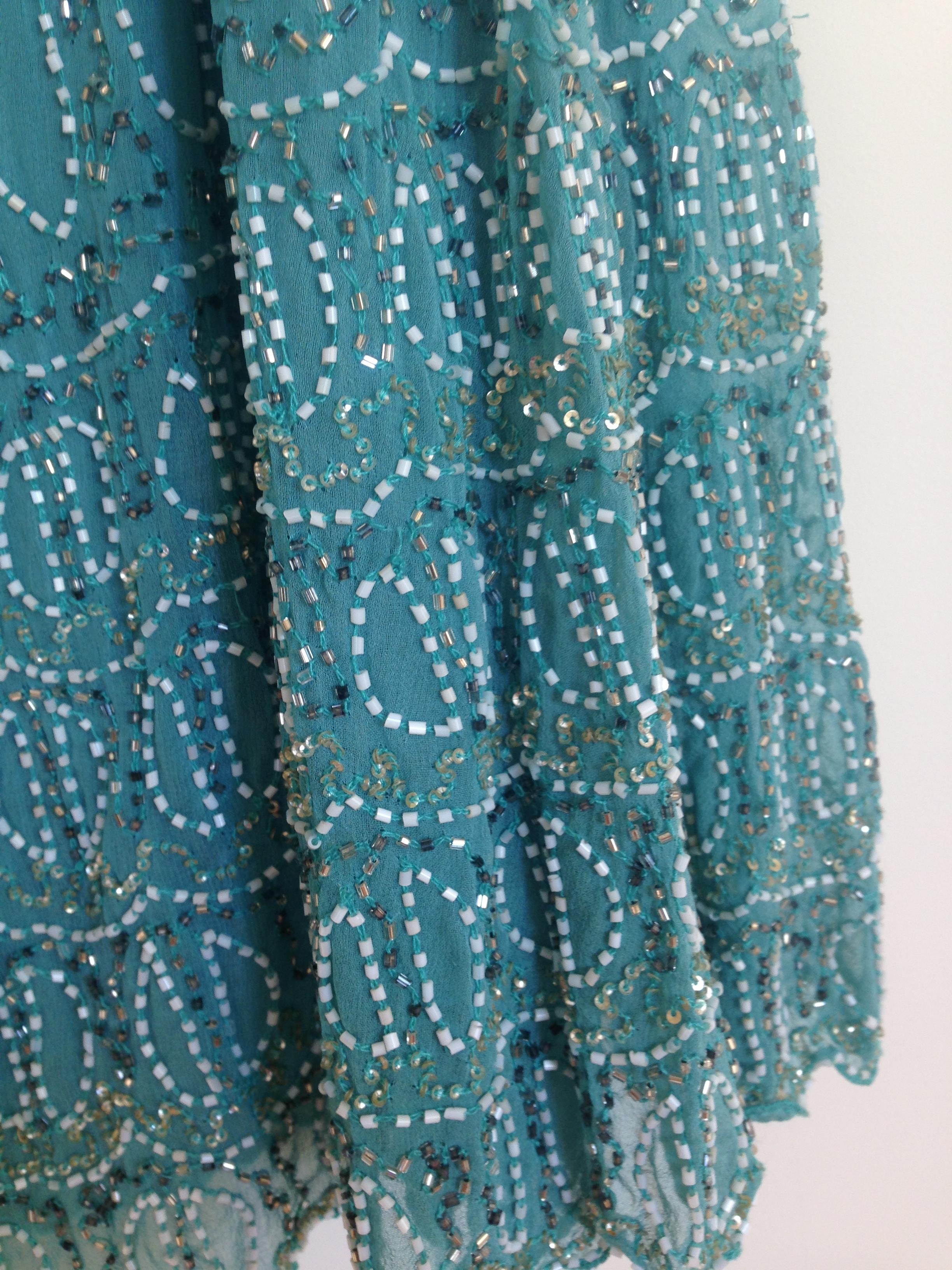 Preowned BLUMARINE beaded skirt Size M Blue silk