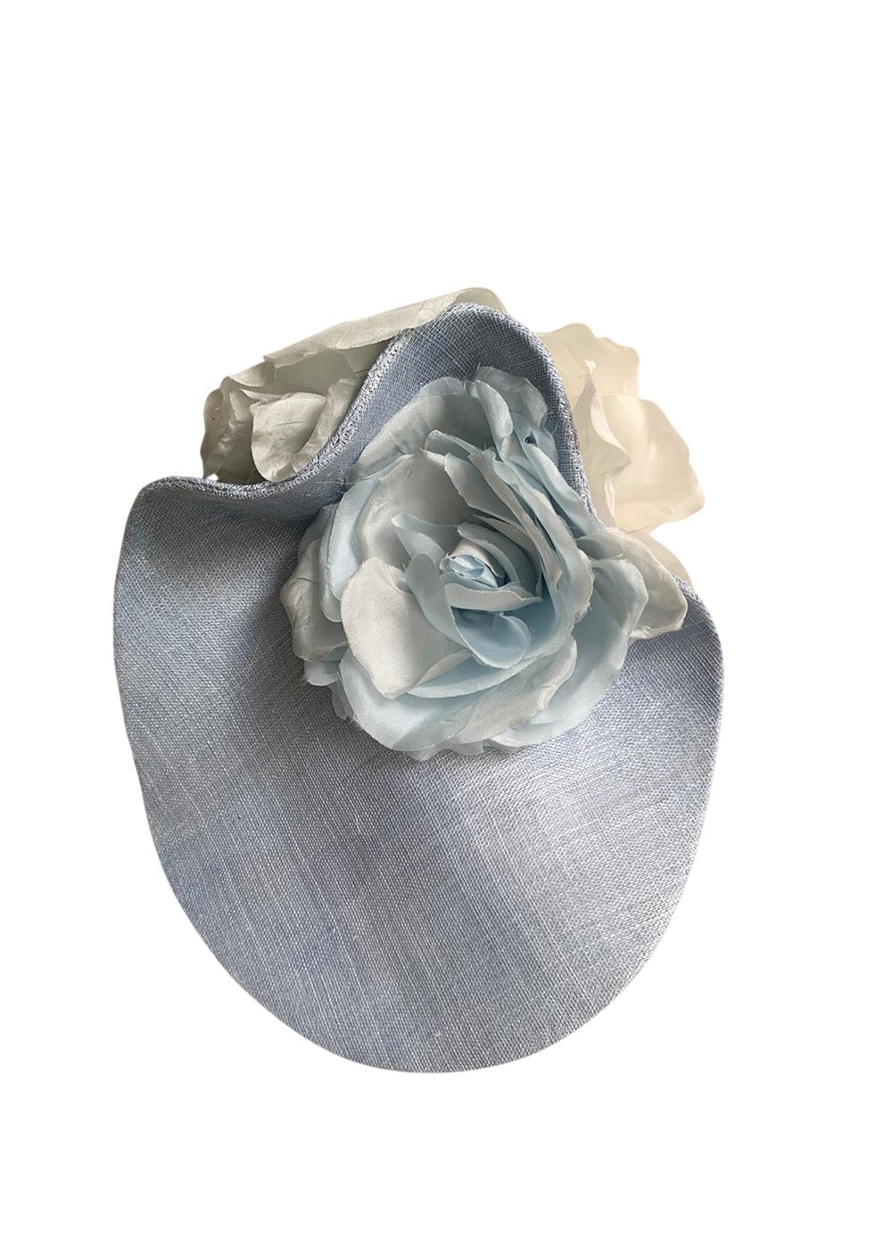 Preowned Emily London Blue Floral Fascinator Hat Palest blue silk