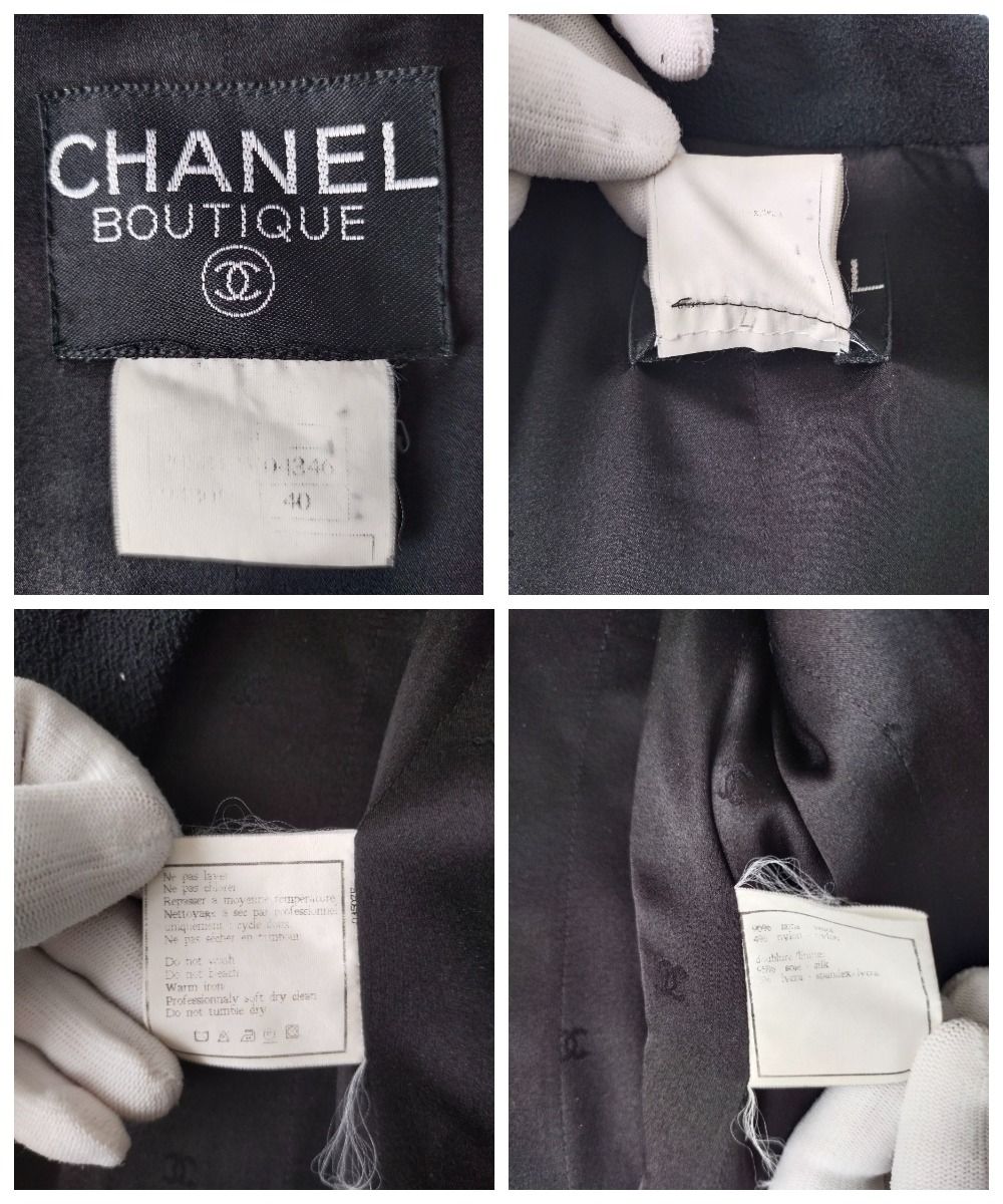 Preowned Chanel Vintage '95 Black Boucle Wool Jacket Size M