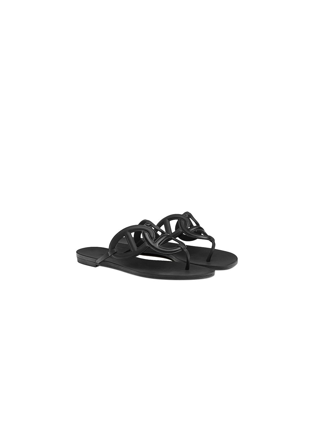 Hermes Black Egerie Sandals Size 38 plastic