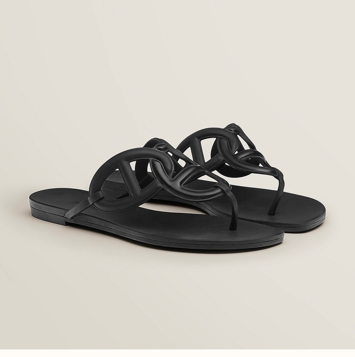 Hermes Black Egerie Sandals Size 38 plastic