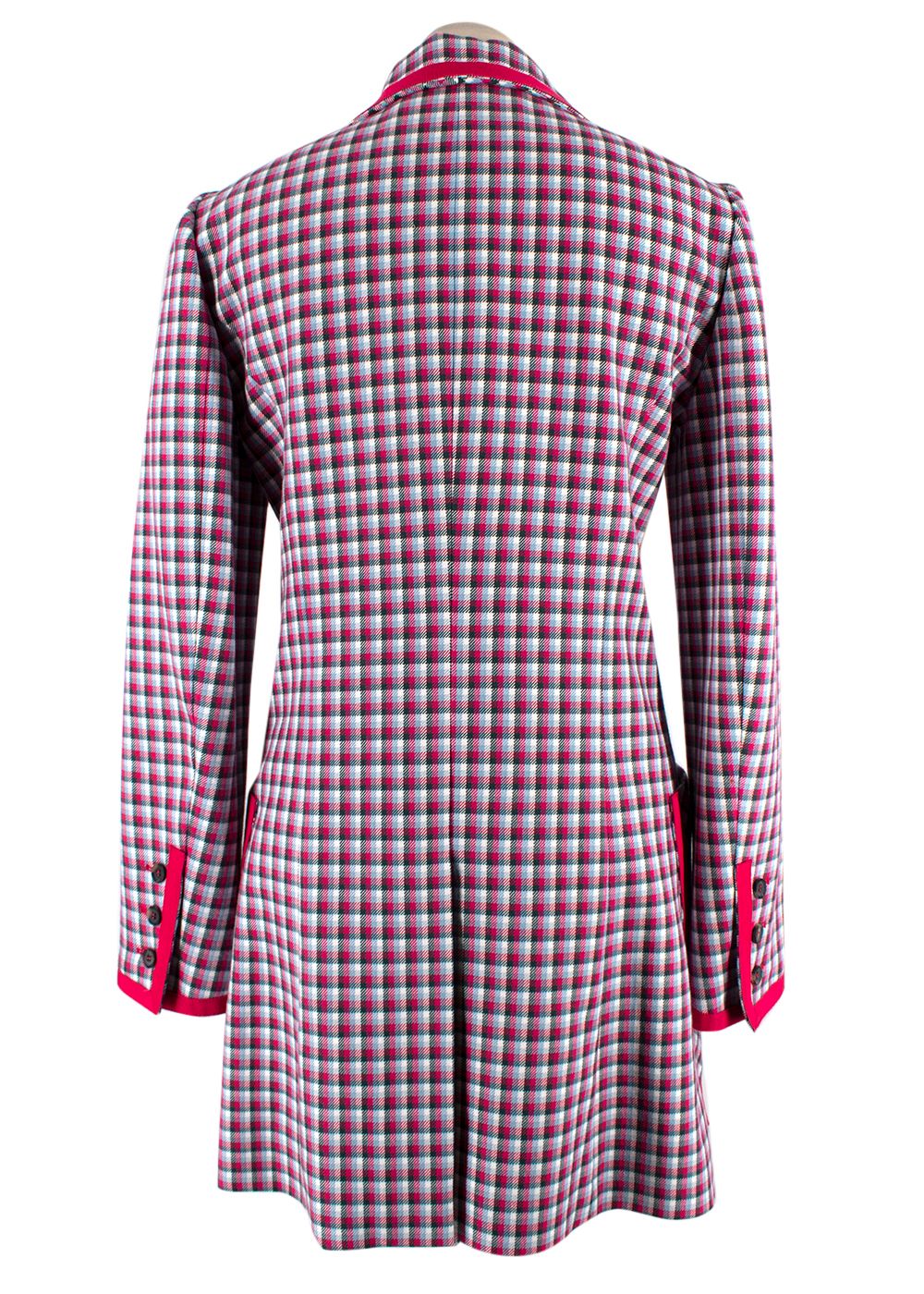 Carolina Herrera Two-Button Cotton Jacket in Pink Check Size S Pink Blue  Green White