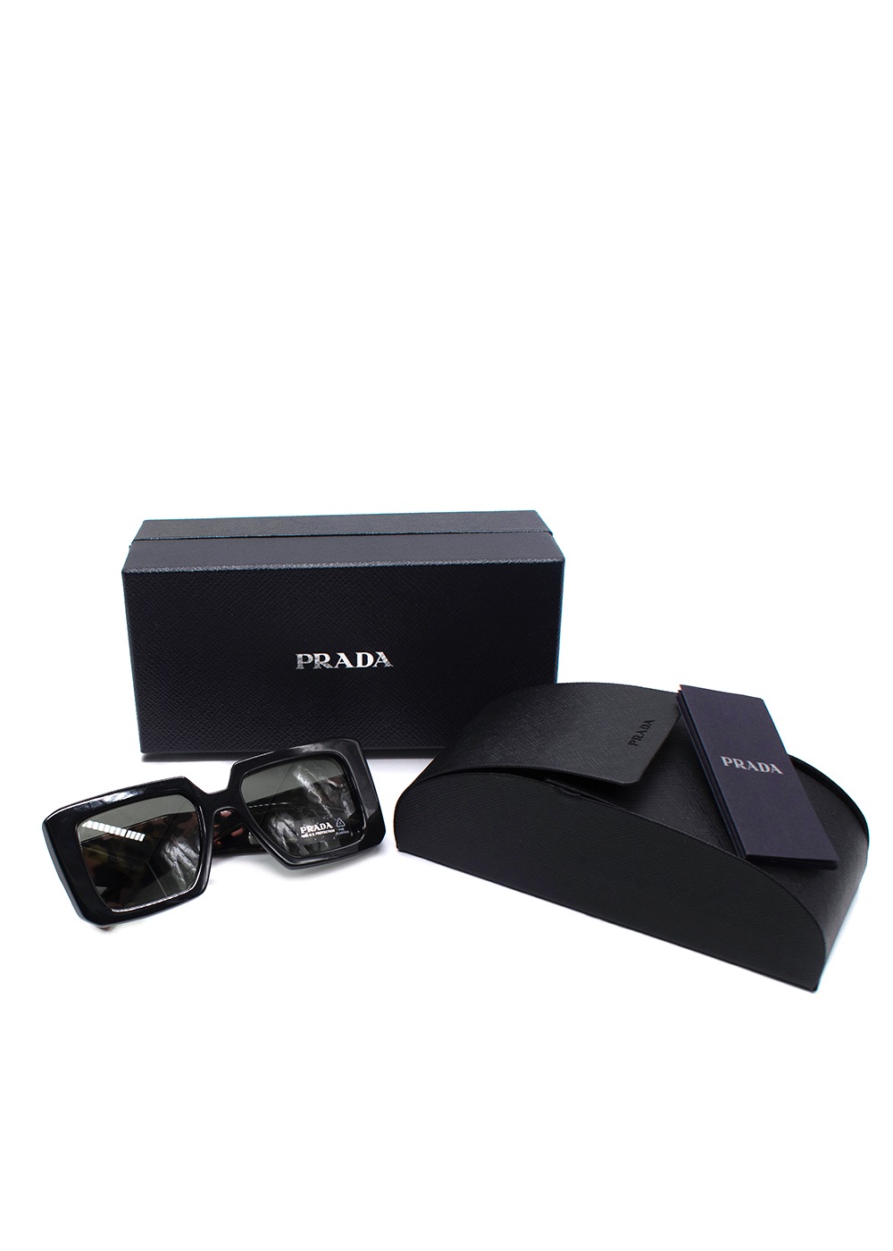 Prada Pink Tortoiseshell Oversized Square Frame Sunglasses Black acetate