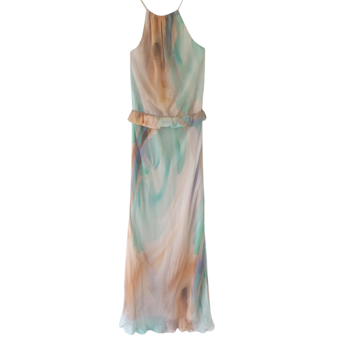 Patrizia Pepe silk tie dye halterneck dress Green