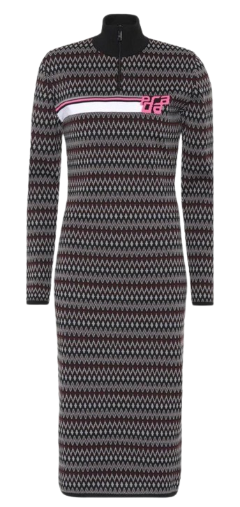 Preowned Prada Chevron Jacquard Knit Dress Size S Black/ pink viscose