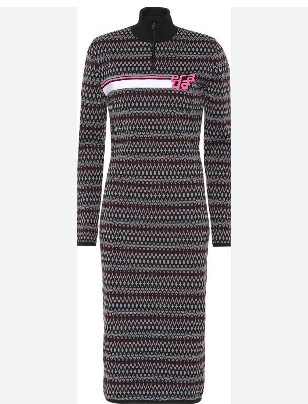 Preowned Prada Chevron Jacquard Knit Dress Size S Black/ pink viscose