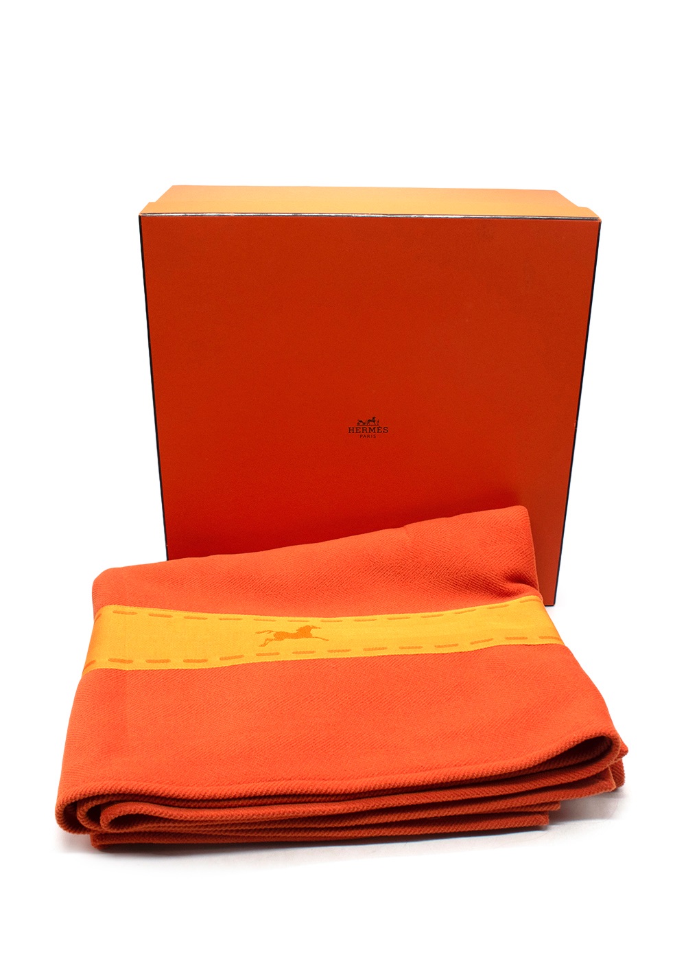 Men's Hermes Orange and Yellow Wool Blanket