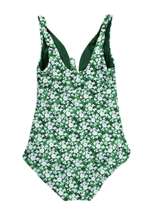 Borgo De Nor Green Floral Pallas Bow Tie Swimsuit Size L Green / White recycled polyamide/elastane