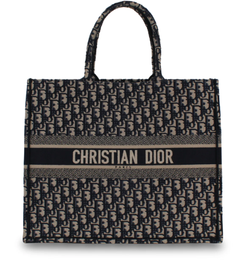 Preowned Dior Navy Oblique Book Tote Blue cloth