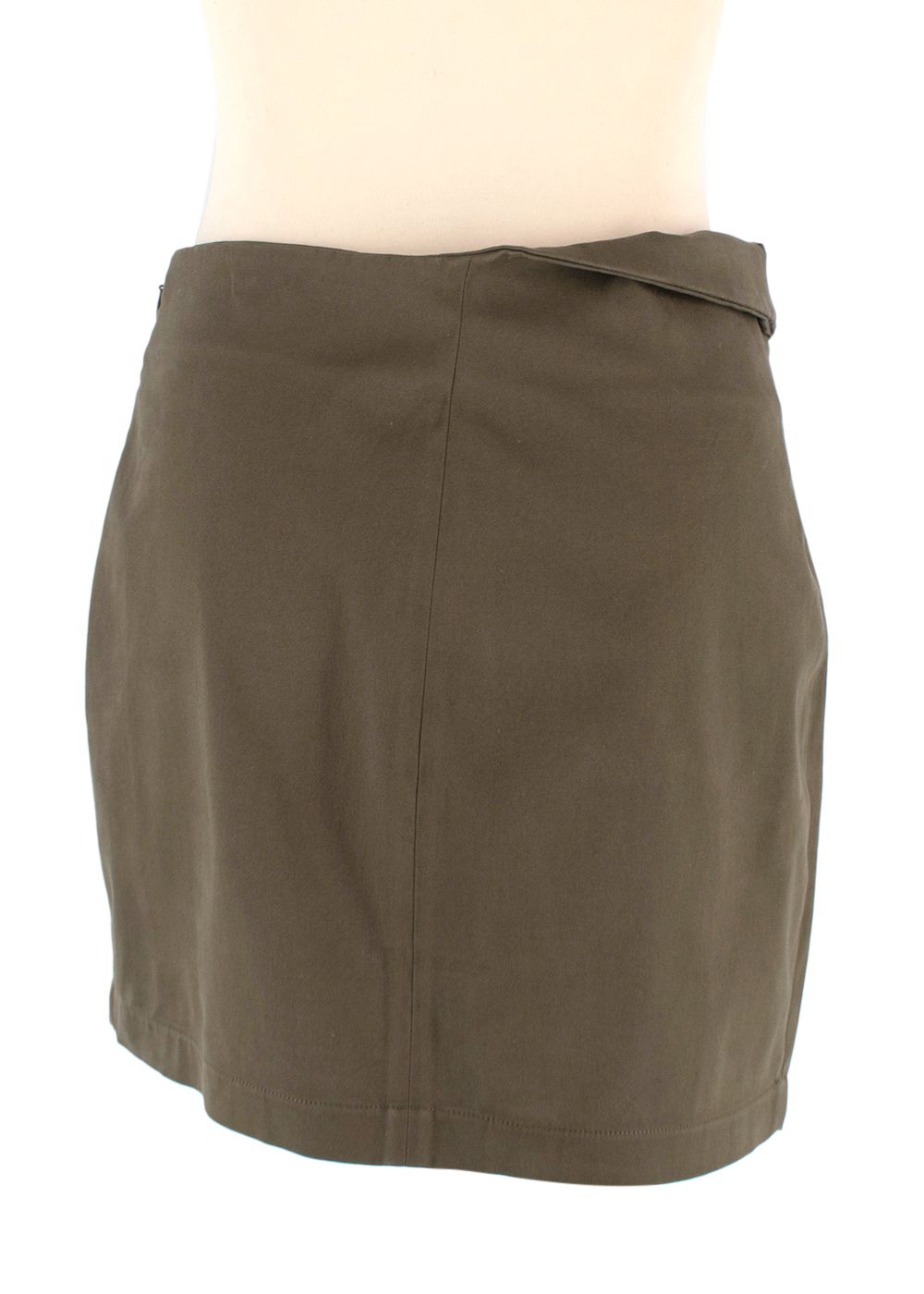 The Attico Khaki Asymmetric Mini Skirt Size S cotton/elastane