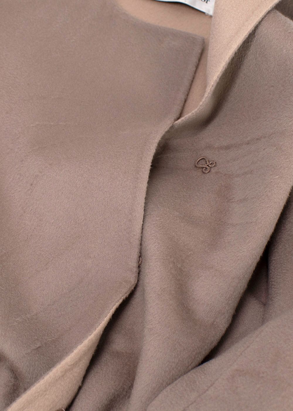 Dior Rose Des Vents Distressed Cashmere Coat with Ruched Sleeve Detail Size S Dusty Rose Pink