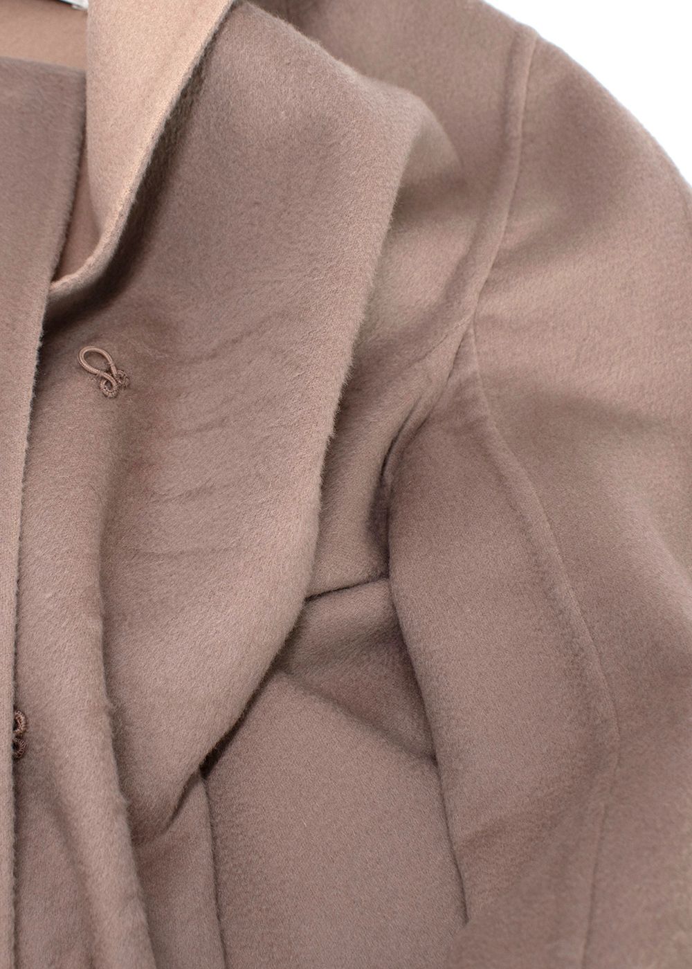 Dior Rose Des Vents Distressed Cashmere Coat with Ruched Sleeve Detail Size S Dusty Rose Pink