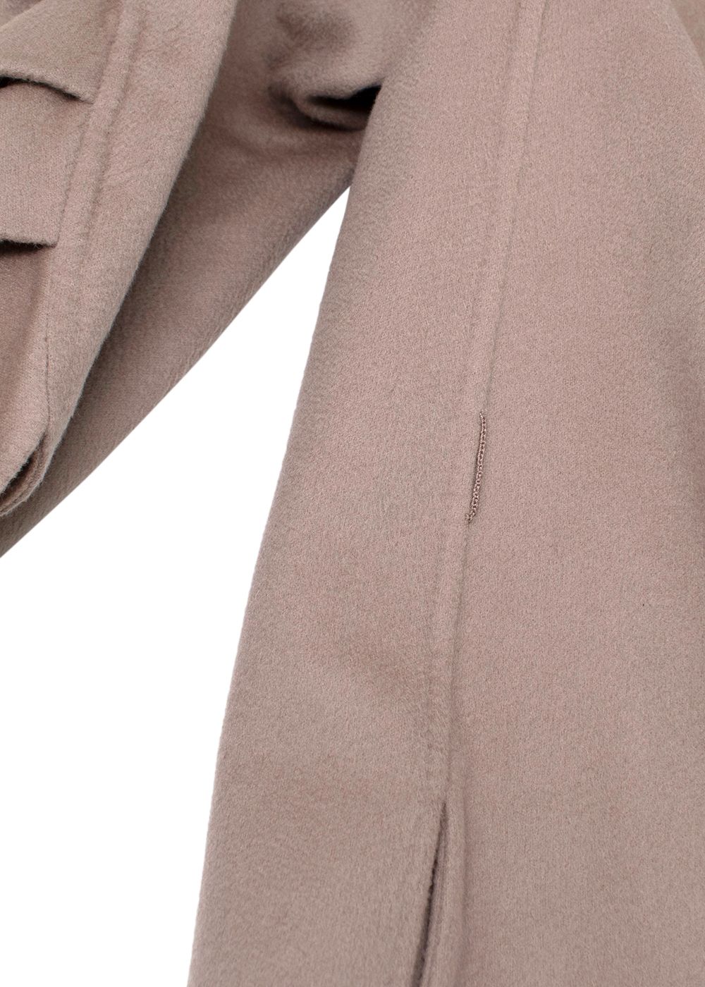 Dior Rose Des Vents Distressed Cashmere Coat with Ruched Sleeve Detail Size S Dusty Rose Pink