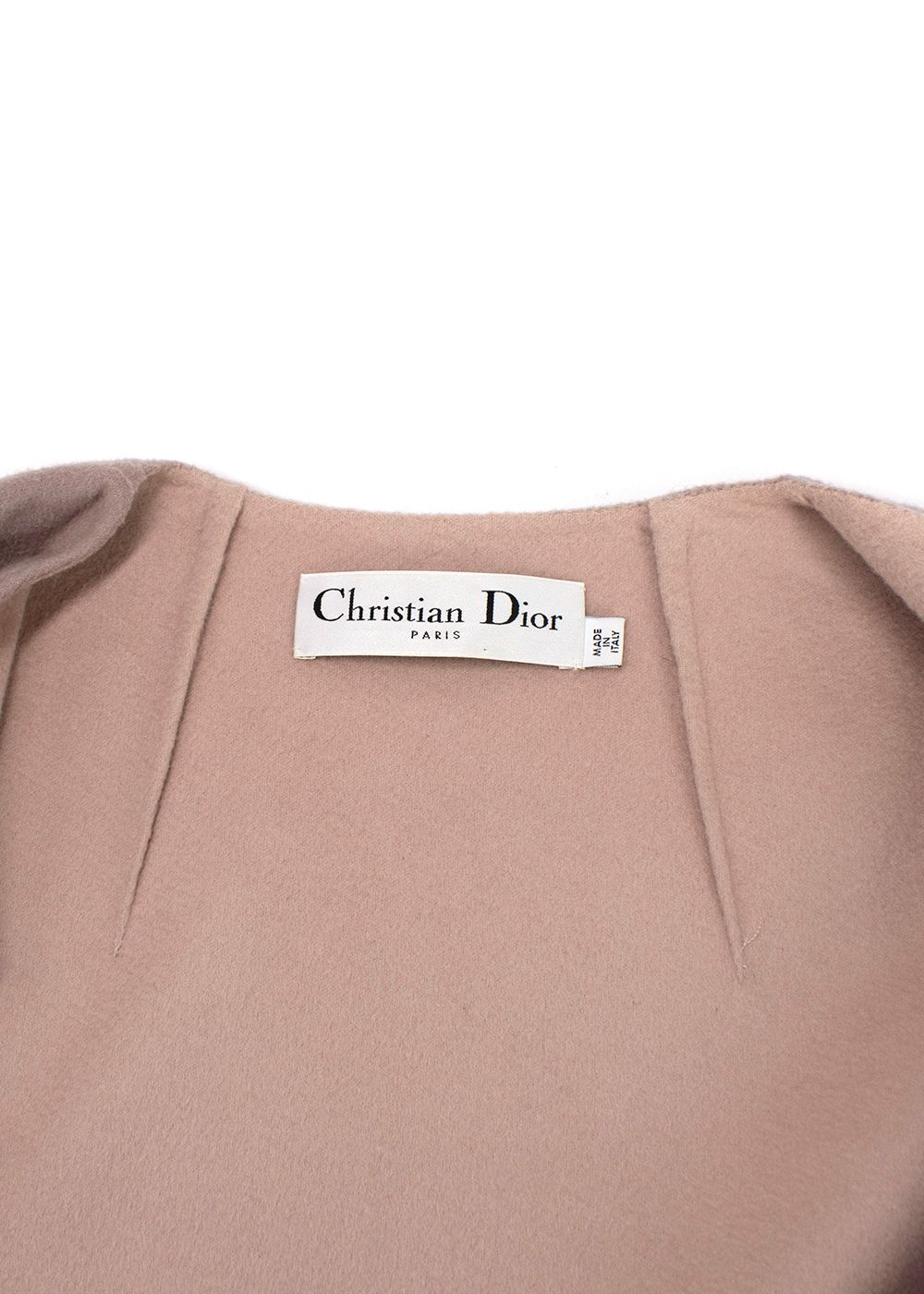 Dior Rose Des Vents Distressed Cashmere Coat with Ruched Sleeve Detail Size S Dusty Rose Pink