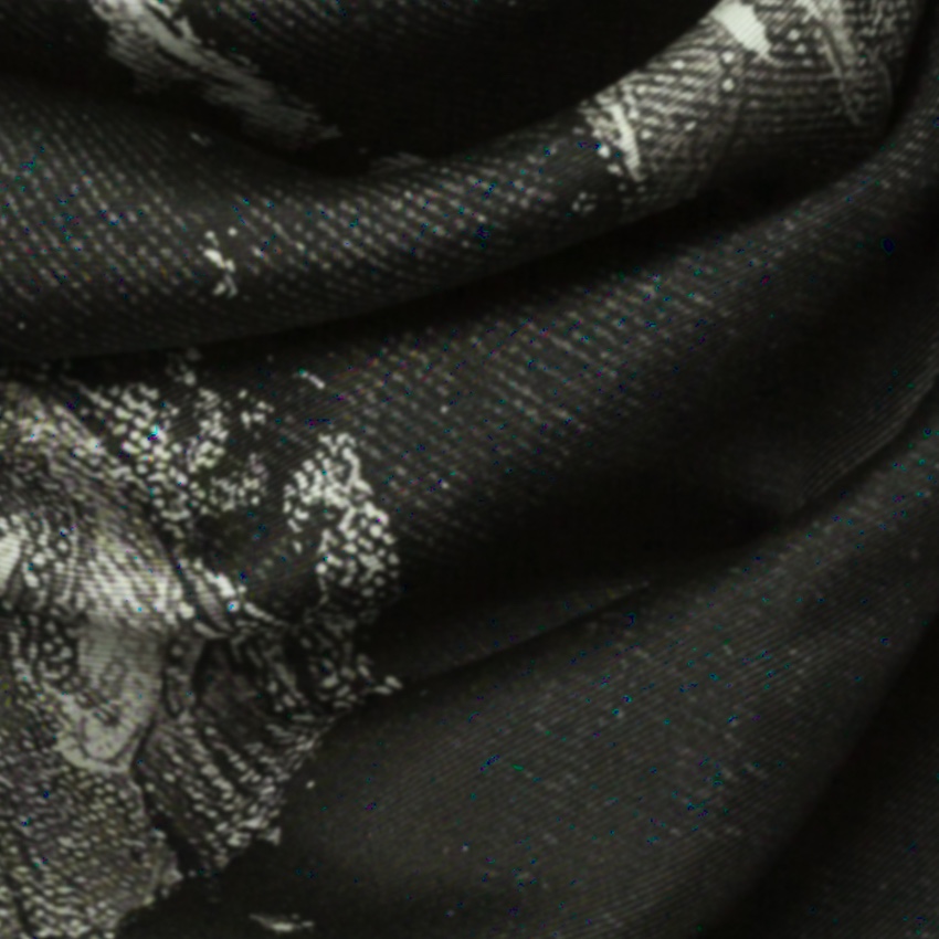 Rosemary Goodenough Black Springing Tulips V Scarf Black  Silver Grey silk