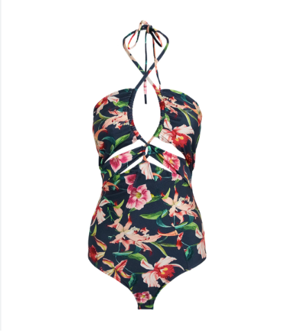 PatBo Midnight Laelia Halterneck Swimsuit Size XS Blue/floral polyamide/elastane