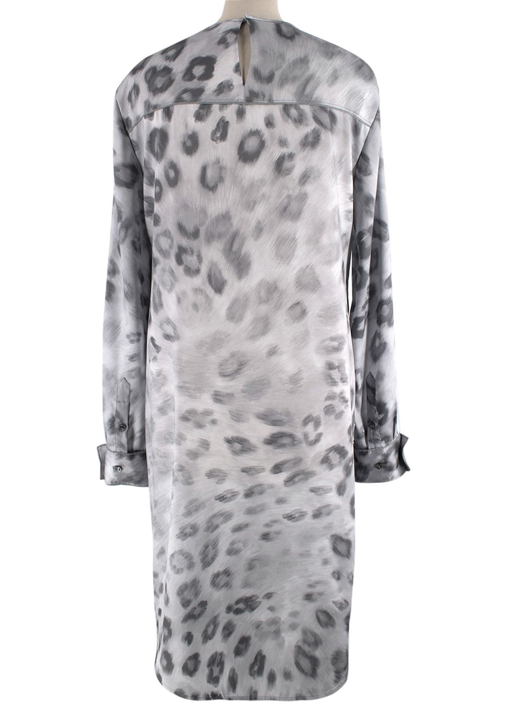 StJohn Grey Satin Leopard Print Midi Dress Size XS polyester