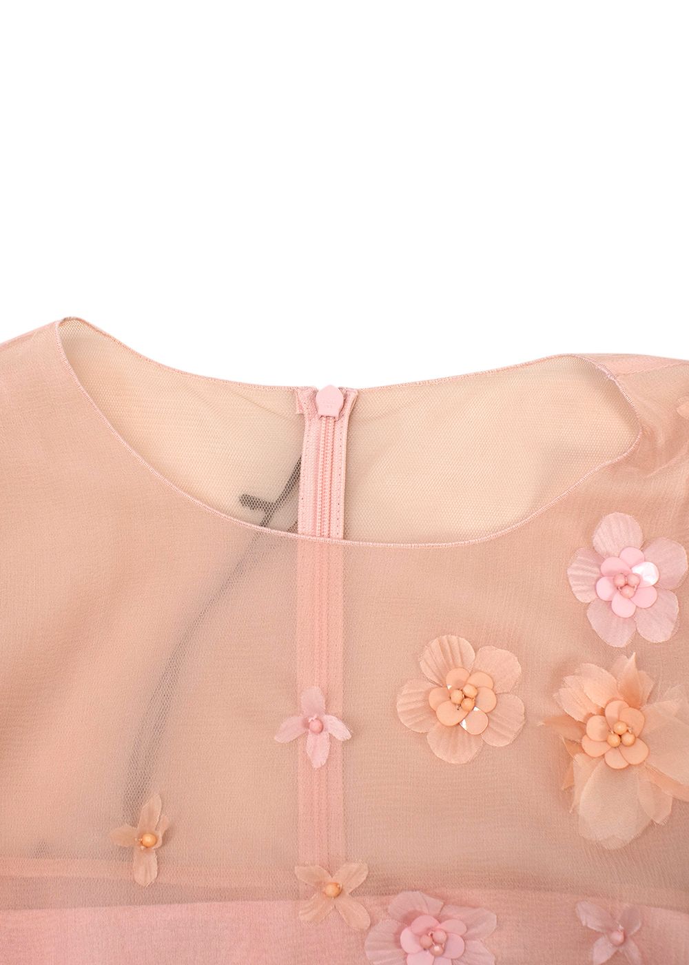 Andrew GN Blush Pink Floral and Feather Detail Top Size XXS silk