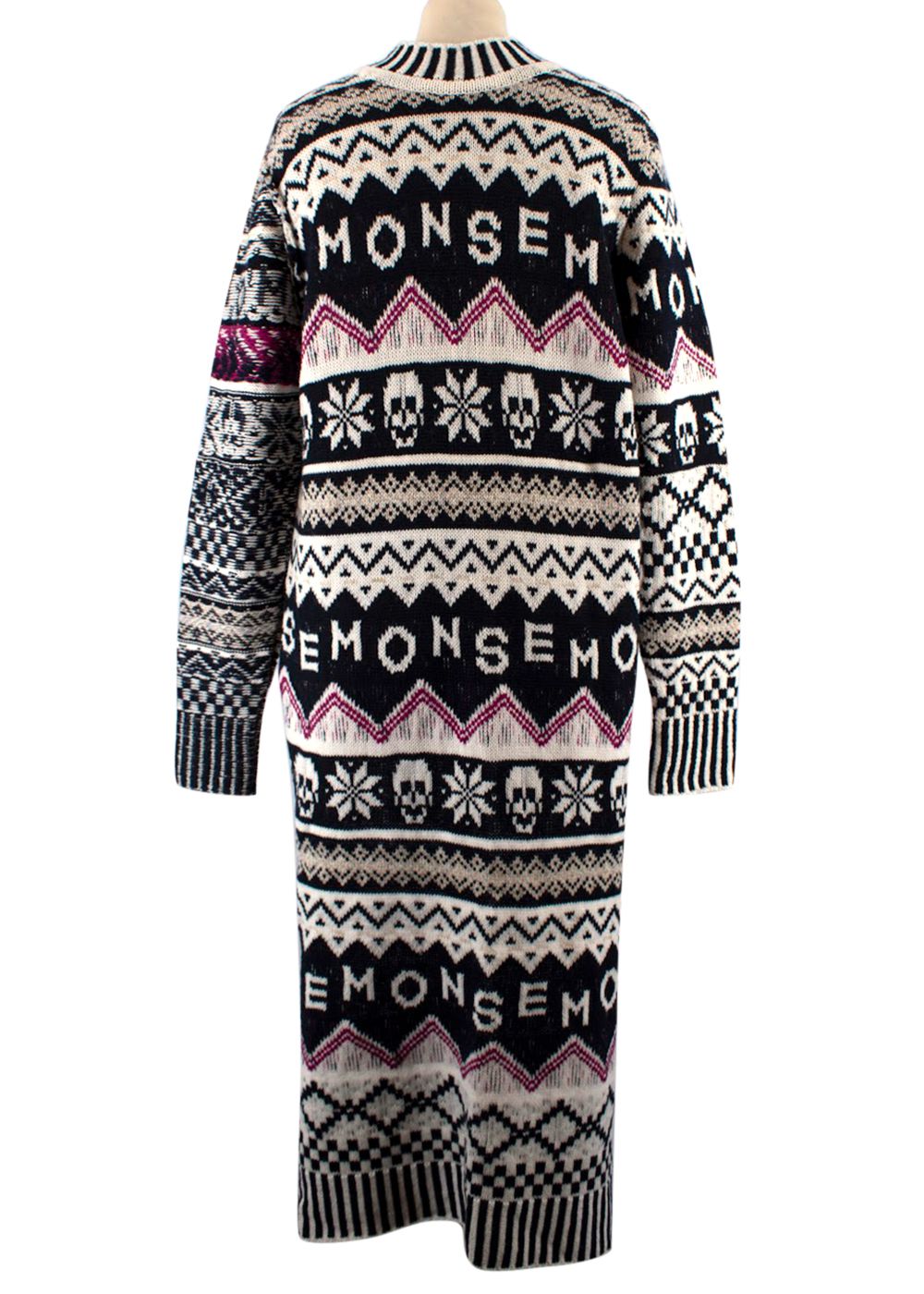 Monse Fairisle Knit High-Low Inside Out Jumper Size S Blue cream and pink wool