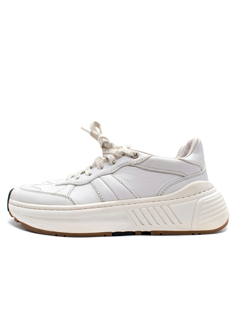 Preowned Bottega Veneta White Leather Speedster Trainers Size 37