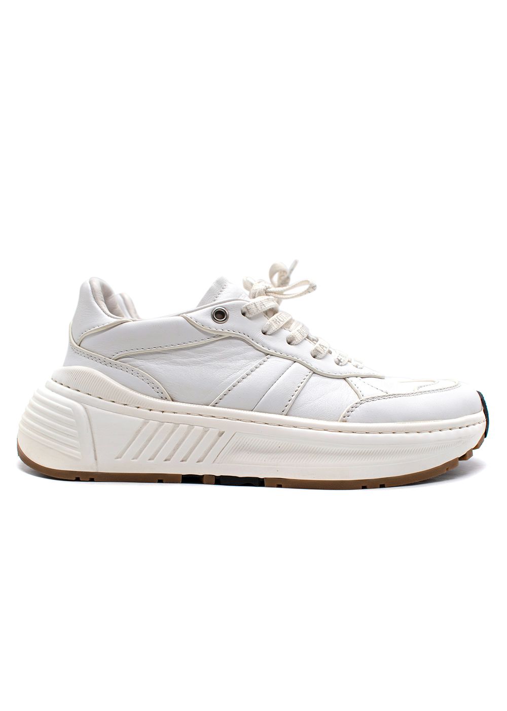 Preowned Bottega Veneta White Leather Speedster Trainers Size 37