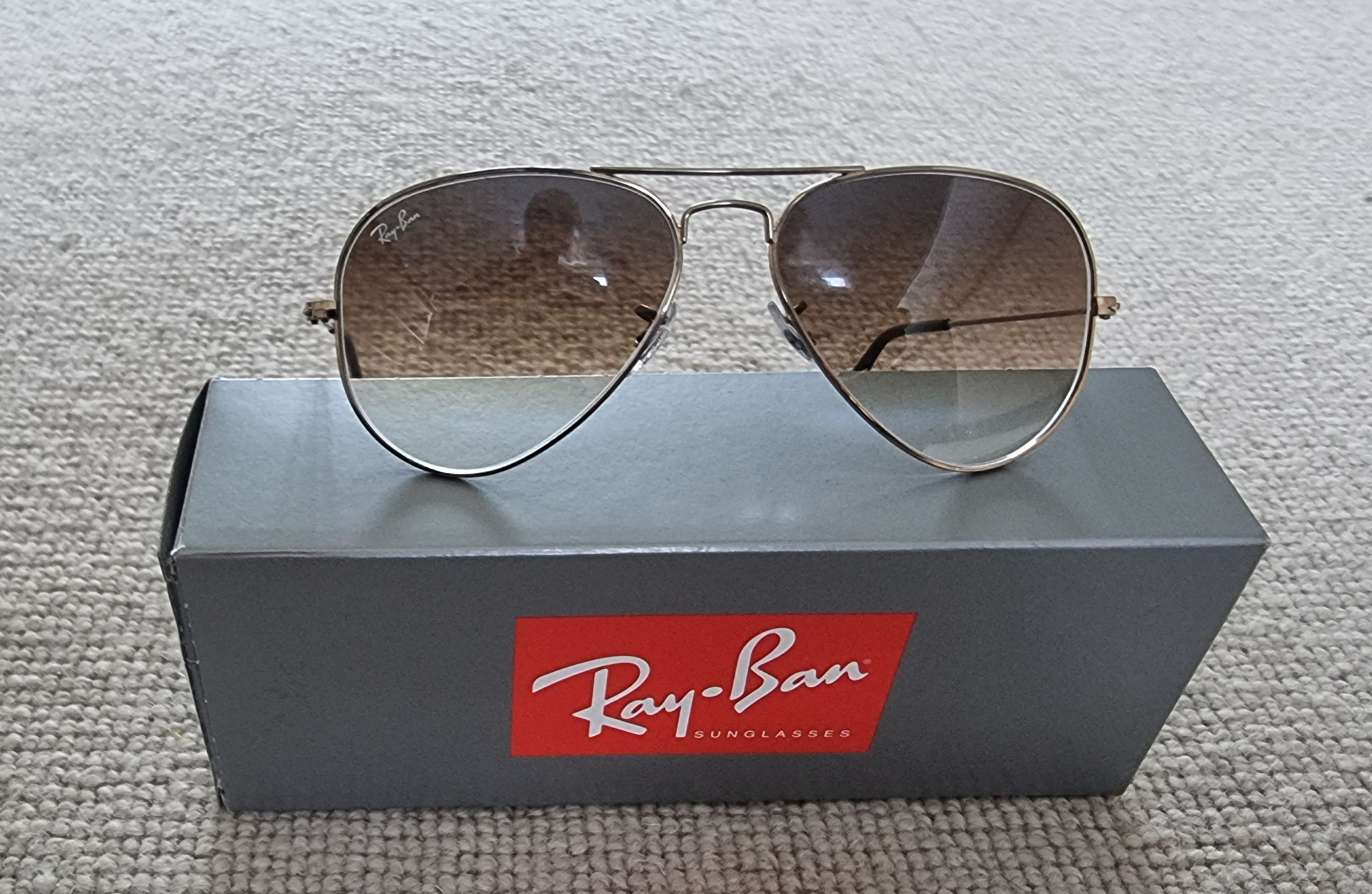 Men's Ray-Ban 3025 Aviator Sunglasses Size L Brown metal