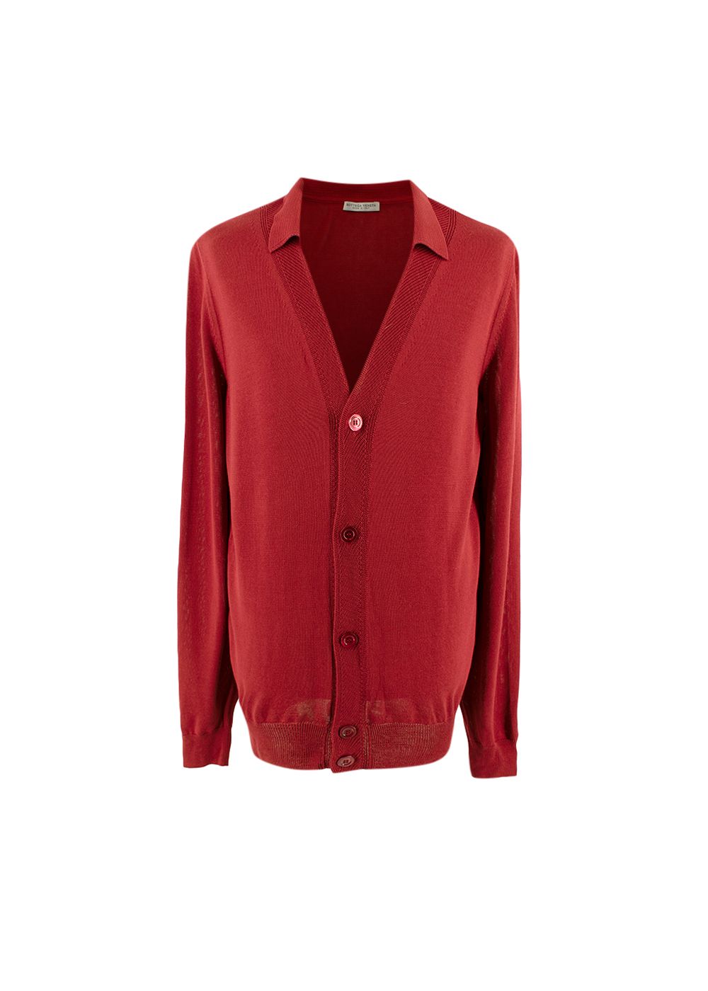 Men's Preowned Bottega Veneta Red Fine Knit Cardigan Size L cotton