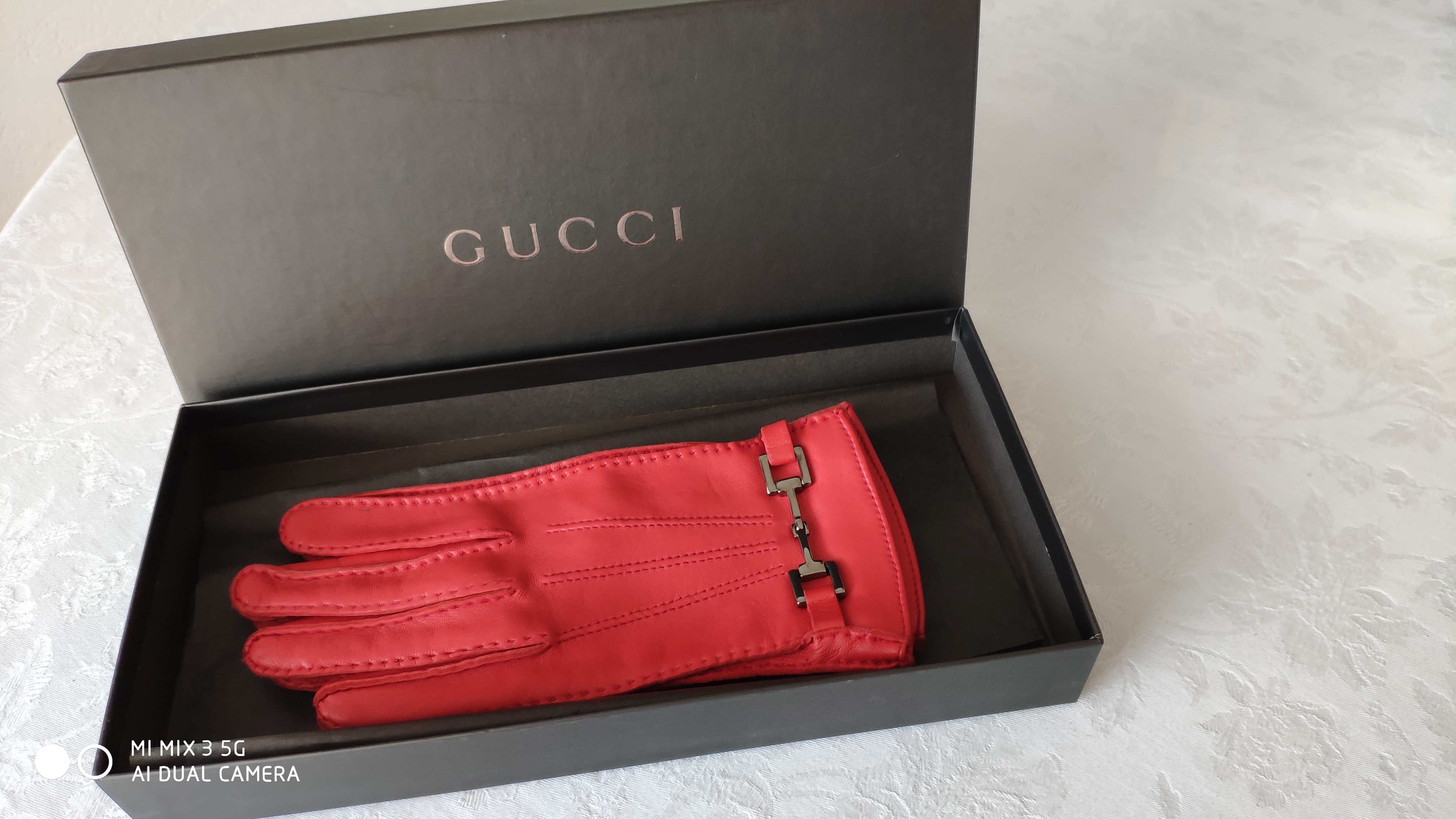 Gucci Red Leather Horsebit Gloves