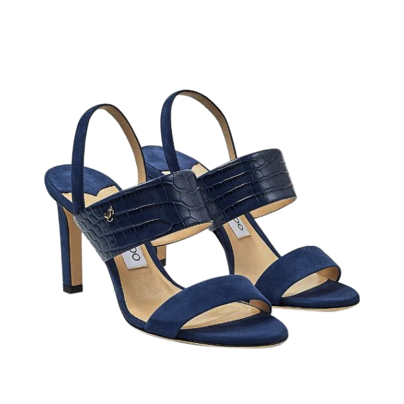 Jimmy Choo Salise Sling-Back 85mm Sandals Size 37 Blue suede