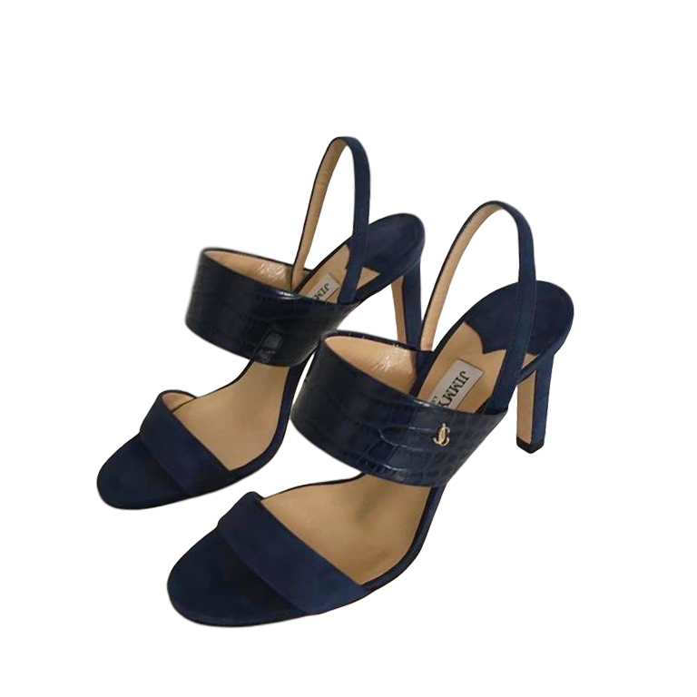 Jimmy Choo Salise Sling-Back 85mm Sandals Size 37 Blue suede