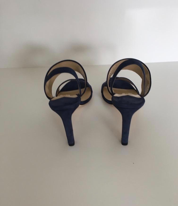 Jimmy Choo Salise Sling-Back 85mm Sandals Size 37 Blue suede